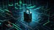 © Alpa - Abstract cyber security with digital padlock for fraud prevention and data privacy policy concept. Generative AI