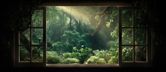 Wall Mural - a window showing an inside view from the front in the future.