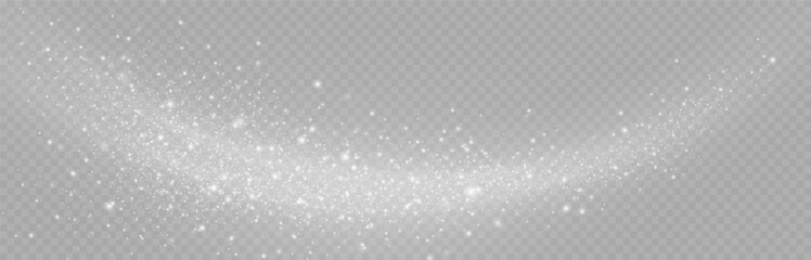 Wall Mural - Sparkling magical dust particles. Dust sparks and white stars shine with a special light. Shiny elements on a transparent background.	
