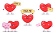 Valentine Heart Characters Collection. Flat Vector Illustration Set of Cute Love Heart Mascots with Romantic Messages and Affectionate Poses.
