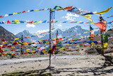Fototapeta  - prayer flags in a buddhist stupa area