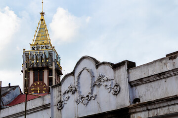 Poster - travel to Georgia - decorated portal of old urban apartment building in downtown of Batumi city