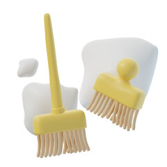 3d render icon of a brush for cleaning