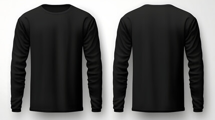 Wall Mural - Blank black shirt mock up template, front and back view, isolated on white, plain t-shirt mockup. Tee sweater sweatshirt design presentation for print. Generative Ai