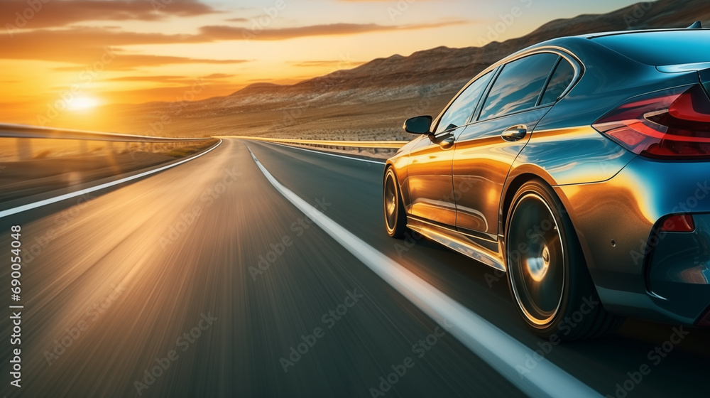Car driving on a highway Stock Photo | Adobe Stock