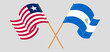 Crossed and waving flags of Liberia and Nicaragua