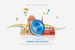 Vector illustration of Famous Indian monuments for 26th January Happy Republic Day of India