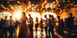 © Bartek - Blurred figures of people dancing in a hall with glowing bokeh lights, capturing the warm, festive atmosphere of a joyous celebration or elegant event