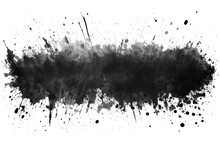 Black Watercolour Paint Splatter Grunge Texture Isolated On Transparent Background - Design Element PNG Cutout