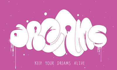 Wall Mural - LIVE YOUR DREAMS slogan, stay strong. DREAMS slogan print. DREAMS slogan text print for t-shirt, sticker, apparel, wallpaper, background and all uses.eps8