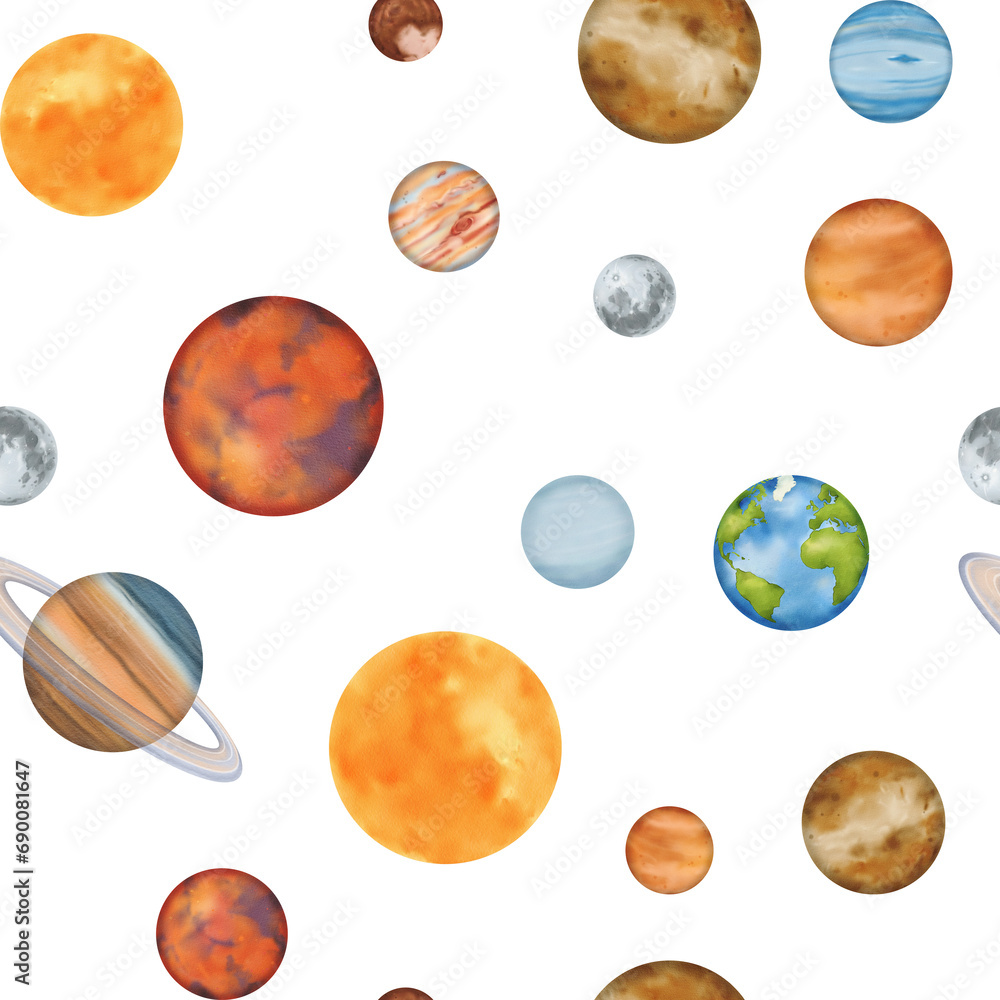 Planet Pattern Cards Stock-Illustration „Seamless pattern. The solar system with planetary ...