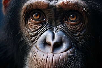 Wall Mural - Close up of face of chimpanzee ape