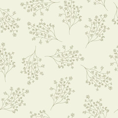 Wall Mural - Seamless pattern of leaves and plants. Simple background for prints, textures, textile wallpapers and creative design