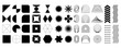 © yassine - Brutalist abstract geometric shapes and grids. Brutal contemporary figure star oval spiral flower and other primitive elements. Swiss design aesthetic. Bauhaus memphis design.