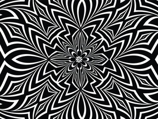 Wall Mural - Wave design black and white. Digital image with a psychedelic stripes. Argent base for website, print, basis for banners, wallpapers, business cards, brochure, banner. Line art optical