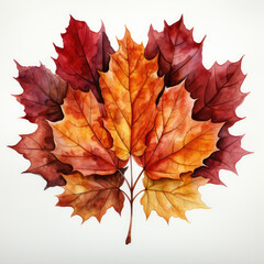 Wall Mural - Waterco Autumn Maple Leaves Heart Shape Clipart illustration Generative Ai