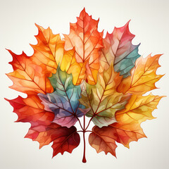 Waterco Autumn Maple Leaves Heart Shape Clipart illustration Generative Ai