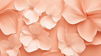 Wall Mural - A close up of a bunch of flowers, peach fuzz, color of the year 2024, monochromatic image