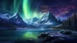 mountain landscape with aurora borealis