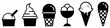 set of ice cream icons, such as parfait, frozen yogurt, ice cream sundae, vanilla, chocolate