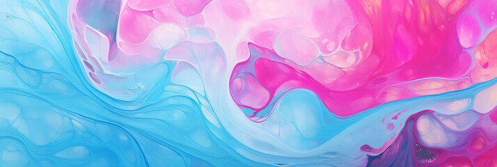 Wall Mural - Abstract pastel background banner, art painting illustration, watercolor swirl waves. Panoramic web header with copy space. Wide screen wallpaper.