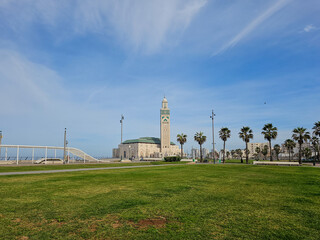 Wall Mural - Scenic view of the Famous Hassan II Mosque ( landmark) , It is the largest functioning mosque in Africa and is the 14th largest in the world. Casablanca, Morocco