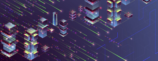 Data visualization concept. 3d isometric vector illustration. Hand drawn art.