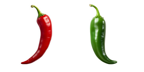 Wall Mural - Red and Green Chili Peppers on Transparent Background