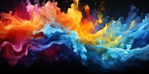 Wall Mural - Colored liquids collide in water