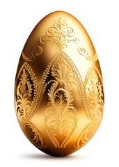 Wall Mural - golden easter egg with beautiful ornaments decoration, isolated on white