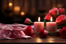 Valentines Day Background, Social Media Background For Vday, Full Of Romance Cards With Love, Red Rose And Candles	