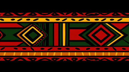 Wall Mural - African art pattern on black background