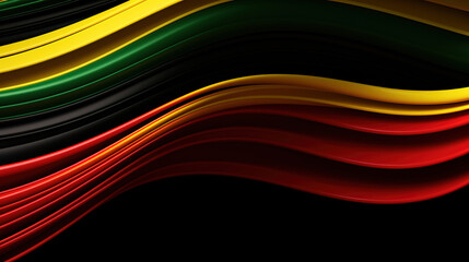 Wall Mural - Abstract geometric black, red, yellow, green colored stripes. Black History Month color background with copy space