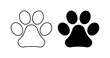 Paw icons for emoticons. Silhouette, paw symbols for emoticon design, cute paws. Vector icons