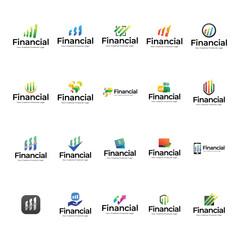 Sticker - Srt of Business, money and finance icons, logos and symbols vector isolated on white background