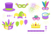 © Olha Ye - A set of elements for the Mardi gras carnival party. Fat Tuesday, carnival. Vector illustration. flat design