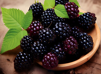 Sticker - Fresh, juicy, delicious blackberries, fruit for use in advertising.