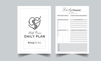 Wall Mural - Self Care Daily Planner with cover page design layout template