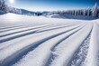 Zauberhaftes Winterwunderland - Nahaufnahme von frisch gefallenem Schnee auf einer  Skipiste