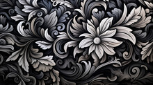 Abstract Floral Pattern In Black And White Colors