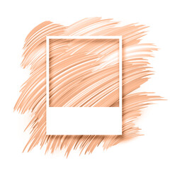 Wall Mural - Vintage picture memory card on peach fuzz color brush strokes. Abstract background for flier, poster.