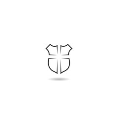 Poster - Shield icon with christian cross  icon with shadow