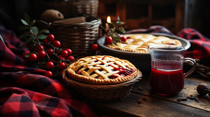 Homemade pastries on beautifully served table decorated in rustic style. Cozy home, tea time, food background