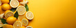 Lemons on yellow background with ginger, great for vibrant culinary compositions