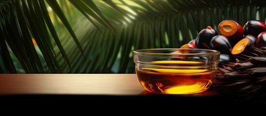 Aufkleber - Palm oil Fresh fruit bunch ripe palm fruit from agriculture plantation raw material for palm oil industry to be commodity cooking oil vegetable oil fuel and energy. Website header. Creative Banner