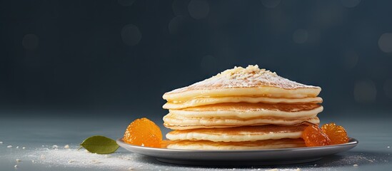 Sticker - Gluten free Pancake with rice milk and rice flour. Website header. Creative Banner. Copyspace image