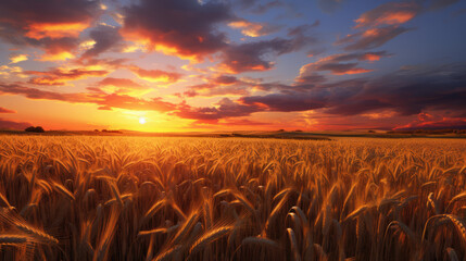 Wall Mural - wheat field at sunset