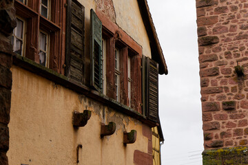 Autumnal detailed view of the French town of Riquevihr in Alsace