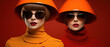 Two Stylish Mannequins with Hats and Sunglasses. Fashion Style Cover Magazine and Wallpaper
