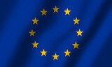 Fototapeta Paryż - Powiewająca Flaga Unii Europejskiej